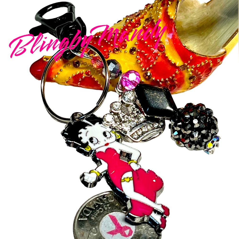 Fun cartoon Betty Boop /sexy lady keychain purse bling
